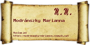 Modránszky Marianna névjegykártya